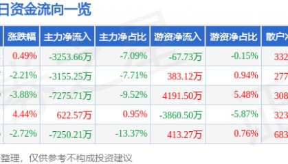 股票行情快报：浙大网新（600797）2月6日主力资金净卖出3253.66万元