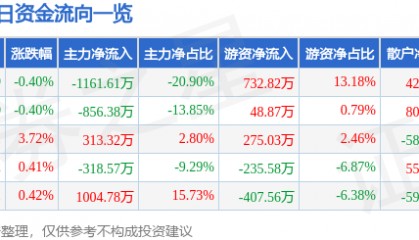 股票行情快报：康欣新材（600076）7月10日主力资金净卖出1161.61万元