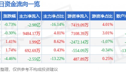 股票行情快报：兴森科技（002436）8月20日主力资金净卖出2.98亿元