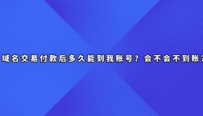 域名交易付款后多久能到我账号？会不会不到账？