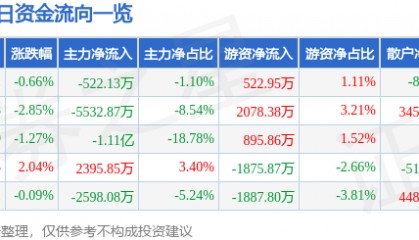 股票行情快报：浙大网新（600797）2月25日主力资金净卖出522.13万元